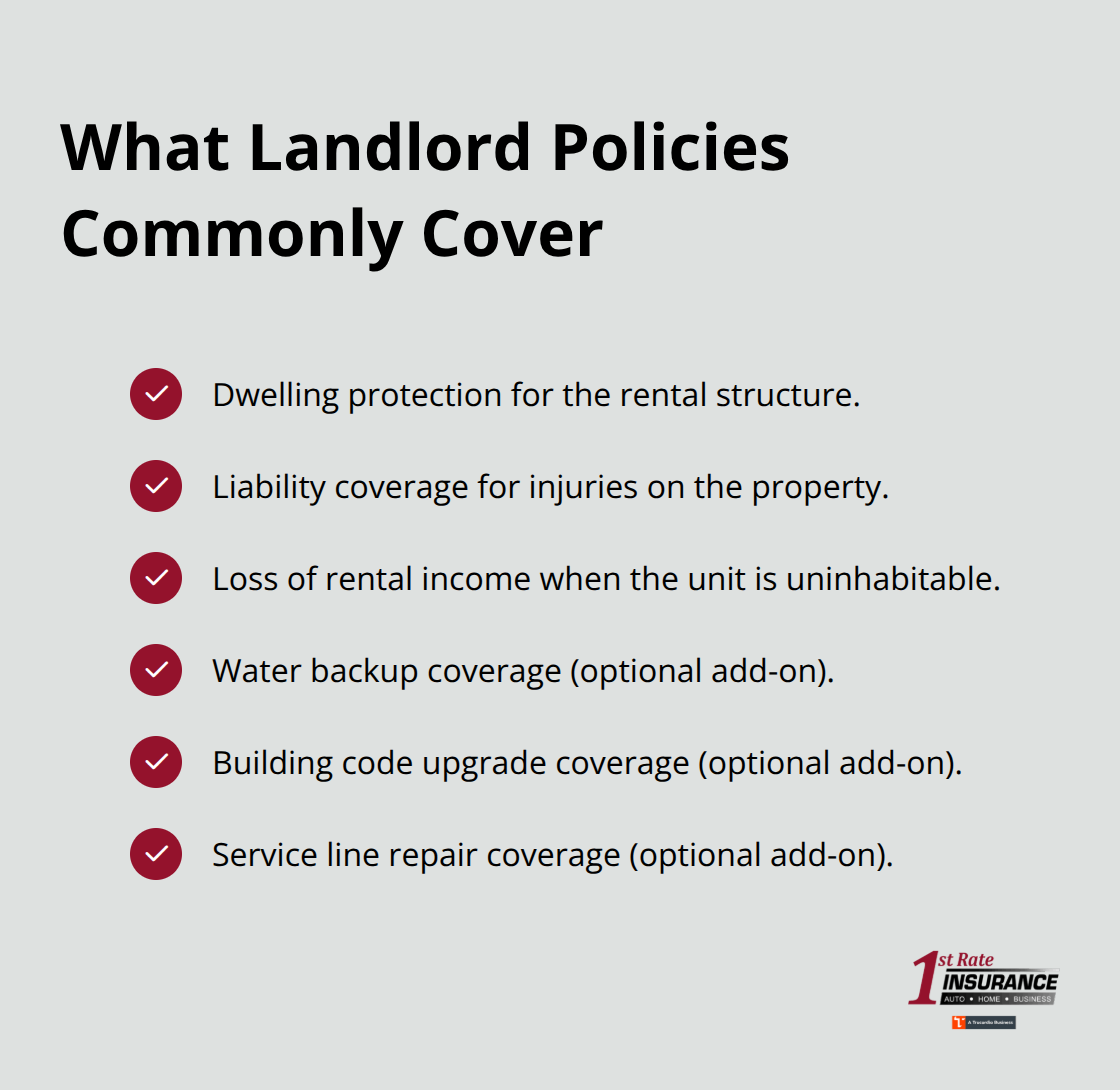 Checklist of standard landlord coverages and popular add-on options. - Low deductible landlord policy