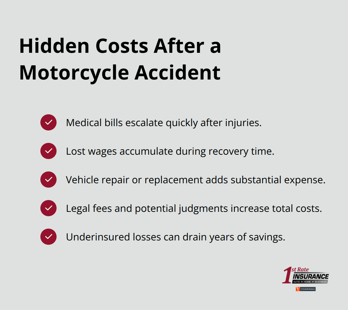 Checklist of major cost drivers after a motorcycle accident in Redmond, Washington. - Redmond motorcycle insurance quotes