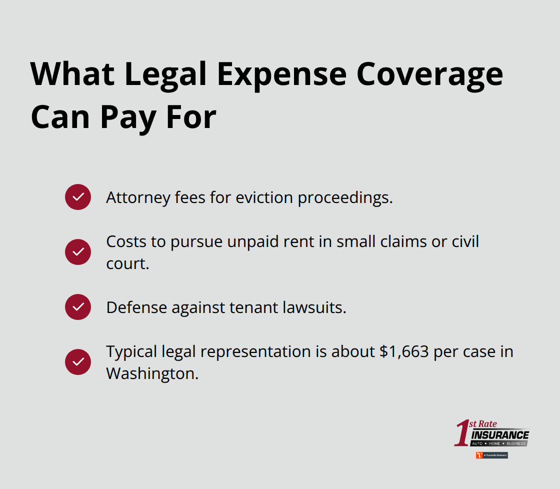 Checklist of legal costs covered by legal expense coverage and typical case cost in Washington - Rent protection for landlords